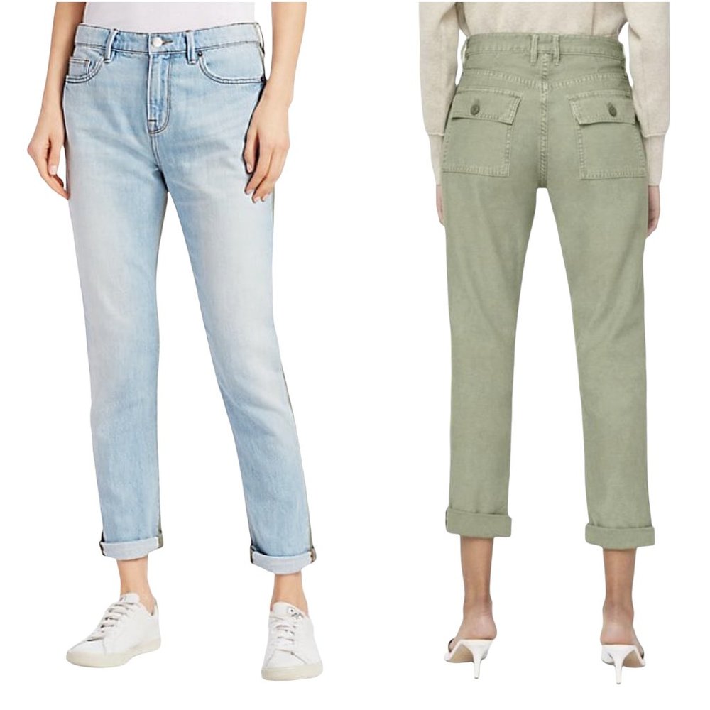 FRAME Le Beau Cargo Mixed-Media High Rise Jeans - Size 28